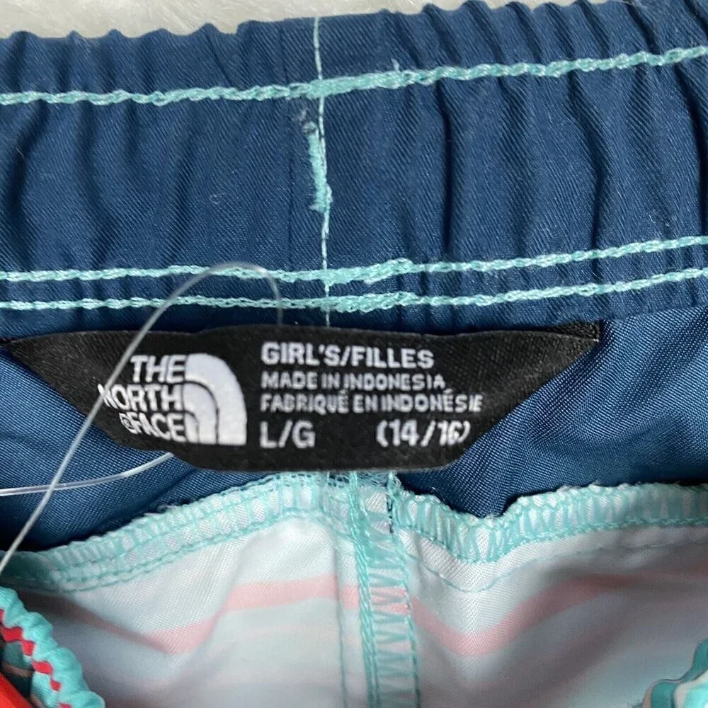 NEW THE NORTH FACE Shorts Girls Large Class V Pull on Blue Stripes Drawstring